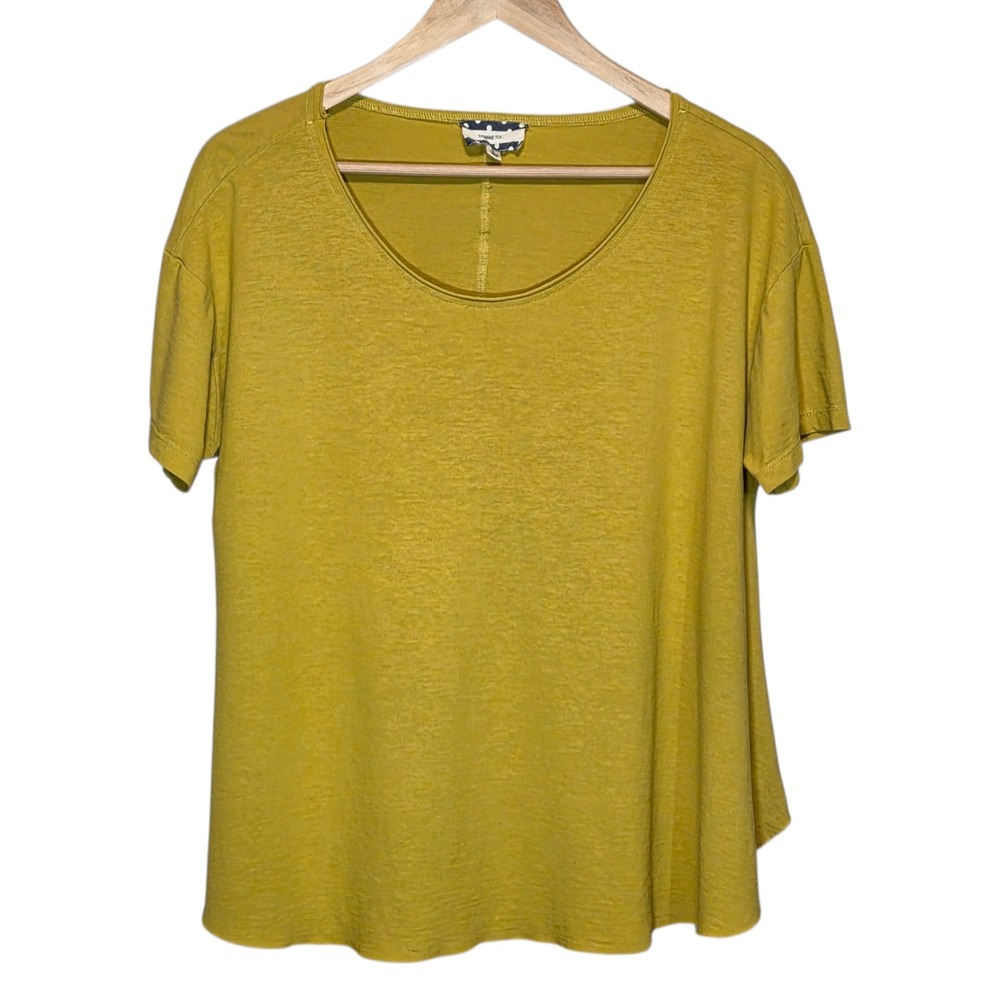 Comme Toi Top Womens Small Mustard Yellow Open Back Slub Knit Boho Anthropologie